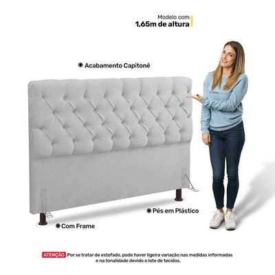 Cabeceira Cama Box Casal King Size Lylla 195cm Capitonê Com Frame Sintético Branco - Desk Design