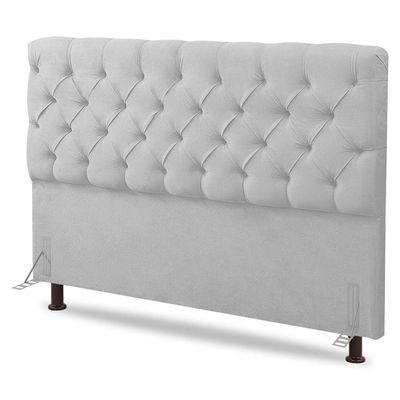 Cabeceira Cama Box Solteiro Lylla 90cm Capitonê Com Frame Sintético Branco - Desk Design