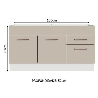 Balcão Gabinete De Pia 150 Cm Es Madesa