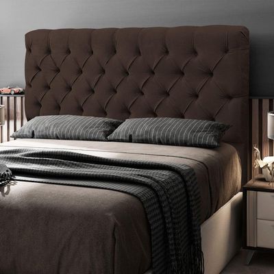 Cabeceira Cama Box Casal Lylla 140cm Capitonê Com Frame Suede Marrom - Desk Design