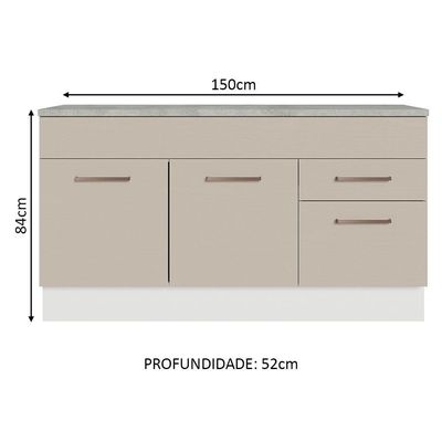 Balcão Gabinete De Pia 150 Cms Madesa Branco/crema