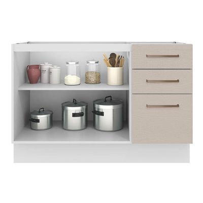 Balcão Gabinete De Pia E 3 Gavetas Agata Madesa Branco/crema