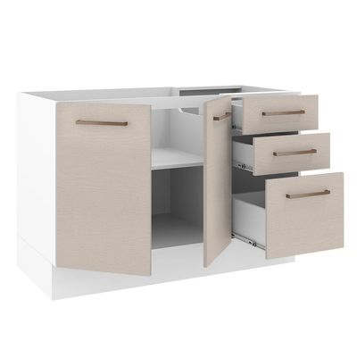 Balcão Gabinete De Pia E 3 Gavetas Agata Madesa Branco/crema