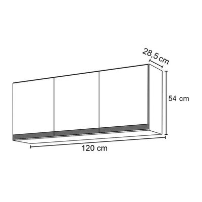 Armário Aéreo De Cozinha 03s Tina Preto 120cm