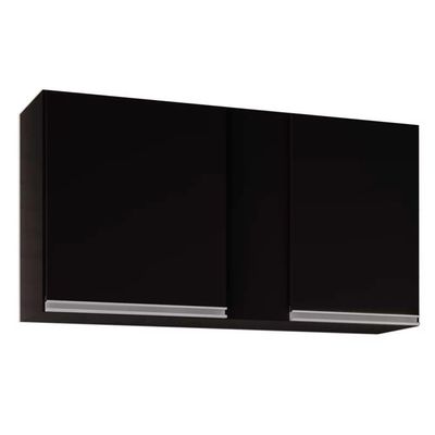 Armário Aéreo De Cozinha 02s Agata Preto 100cm