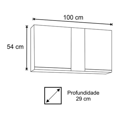 Armário Aéreo De Cozinha 02s Agata Preto 100cm