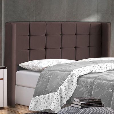 Cabeceira Cama Box Casal King Size Gioconda 195cm Com Frame Veludo Marrom - Desk Design