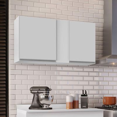Armário Aéreo De Cozinha 02s Agata Branco 100cm