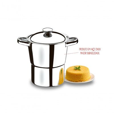 Cuscuzeira 16cm De Diâmetro (19cm Total) Estrutura 100% Em Polido Sem 2l Linha Lyon Inox