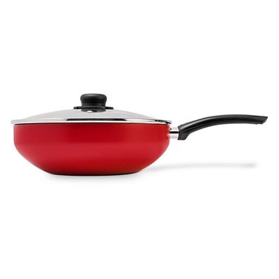 Frigideira Wok Páprika Vermelha 28 Cm 4,3 L Em Alumínio Com Revestimento Interno Antiaderente
