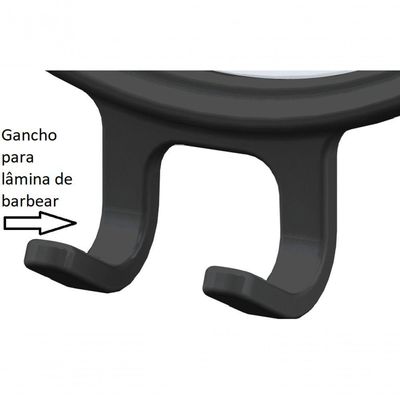 Espelho Banheiro Barbear Antiembaçante Ventosa Preto 406pt