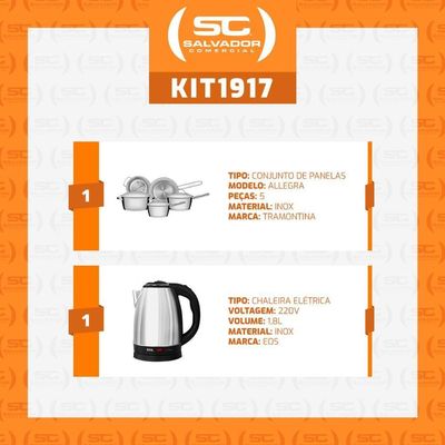 Conjunto De Panelas Allegra Inox 5 Peças E Chaleira Elétrica Ech01 1,8l 220v - Eos 220v