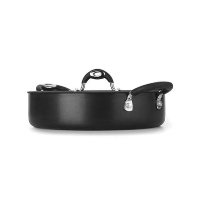 Frigideira Tegame Dom Preta 30 Cm 4,8 L Em Alumínio Com Revestimento Antiaderente, Alças Em Silicone