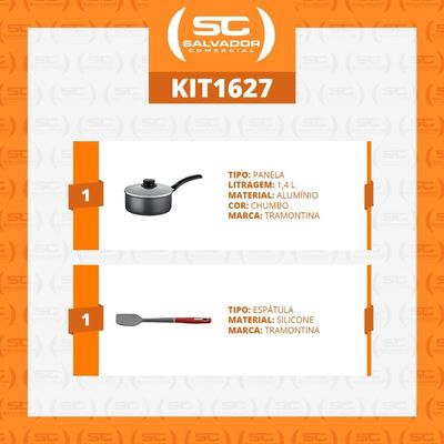 Panela Turim Antiaderente Ptc3 16cm Chumbo E Espátula De Silicone Verano Vermelho - Tramontina
