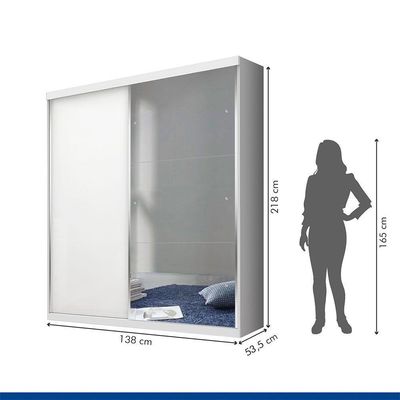 Guarda Roupa Solteiro 2 Portas De Correr 2 Gavetas E 3 Espelhos Salvador Plus Minastex Branco