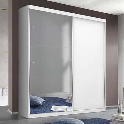 Guarda Roupa Solteiro 2 Portas De Correr 2 Gavetas E 3 Espelhos Salvador Plus Minastex Branco