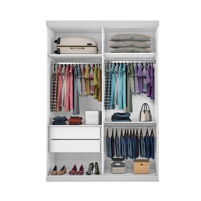 Guarda Roupa Solteiro 2 Portas De Correr 2 Gavetas E 3 Espelhos Salvador Plus Minastex Branco