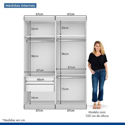 Guarda Roupa Solteiro 2 Portas De Correr E 3 Espelhos Cléo Minastex Branco
