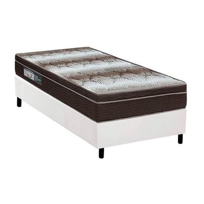 Cama Box Solteiro: Colchão Ortopédico Ortobom Light Ortopillow + Base Crc Courano White(88x188)
