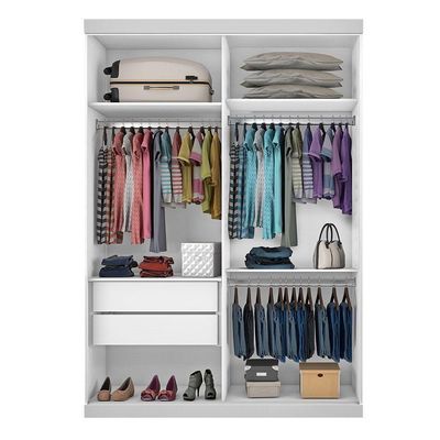 Guarda Roupa Solteiro 2 Portas De Correr E 3 Espelhos Cléo Minastex Branco