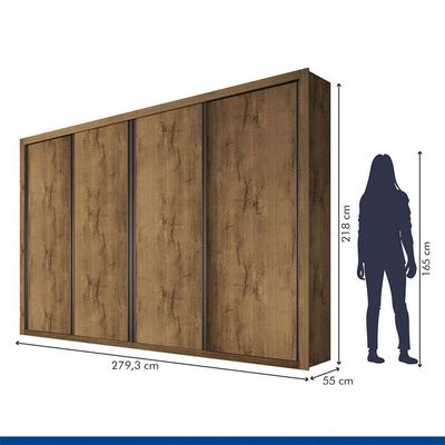 Guarda Roupa Casal 4 Portas 4 Gavetas Milano Minastex Freijó