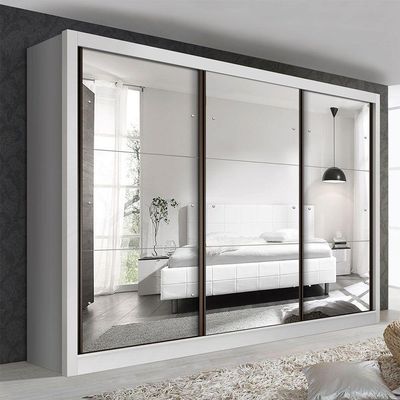 Guarda Roupa Casal Com 9 Espelhos 3 Portas Ravena Minastex Branco