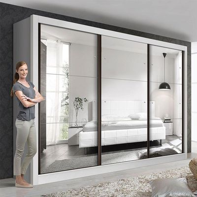 Guarda Roupa Casal Com 9 Espelhos 3 Portas Ravena Minastex Branco