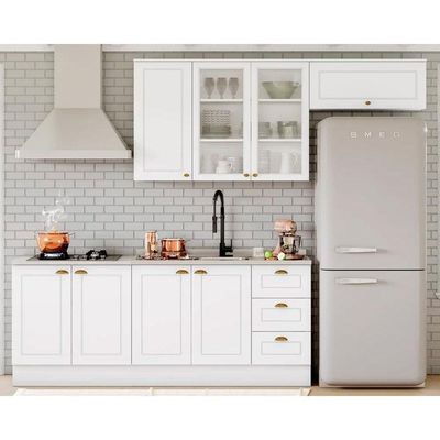 Cozinha Completa Americana (2 Aéreos, 2 Balcões, 1 Complemento) 5 Peças Branco - Henn