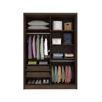 Guarda Roupa Solteiro Dinamarca 4 Portas e 2 Gavetas Cinamomo/Off White - Tcil Móveis