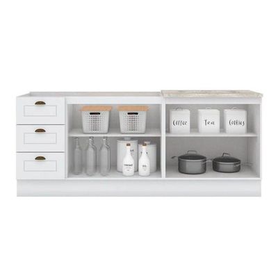 Cozinha Completa Americana (2 Balcões, 1 Complemento) 3 Peças Branco - Henn