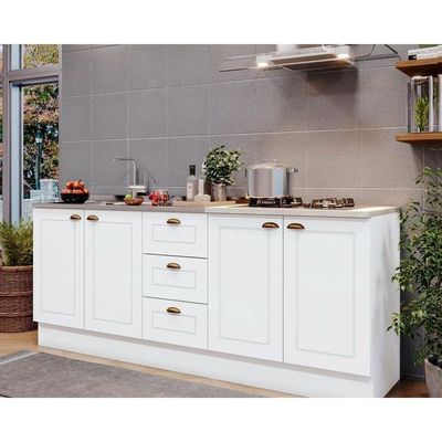 Cozinha Completa Americana (2 Balcões, 1 Complemento) 3 Peças Branco - Henn