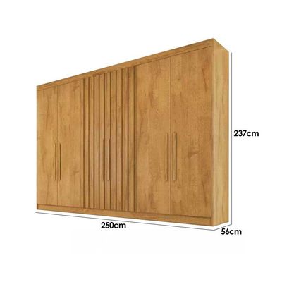 Guarda Roupa Casal Potente 6 Portas c/ 4 Ripados e 6 Gavetas Braúna - Europa