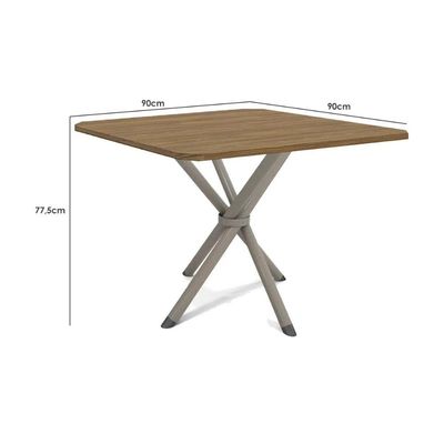 Mesa de Cozinha Volga c/ Tampo 90cm Niquel/Nogueira - Kappesberg