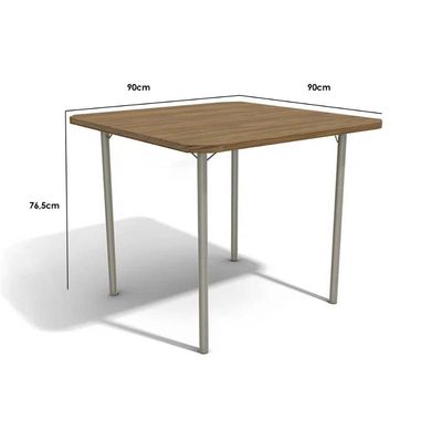 Mesa de Cozinha Sena c/ Tampo 90cm Niquel/Nogueira - Kappesberg