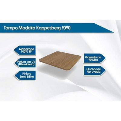 Mesa de Cozinha Sena c/ Tampo 90cm Niquel/Nogueira - Kappesberg
