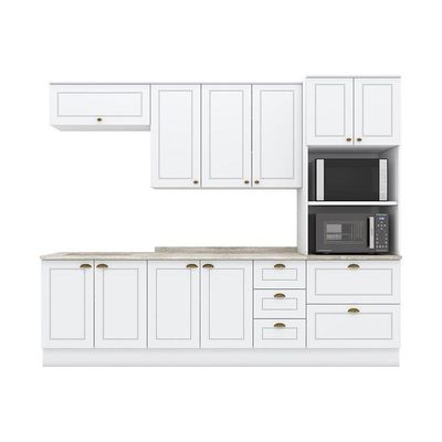 Cozinha Completa Americana (2 Aéreos, 2 Balcões, 1 Paneleiro, 2 Complemento) 7 Peças Branco - Henn