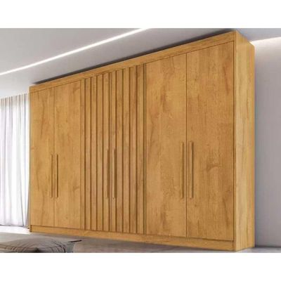 Guarda Roupa Casal Potente 6 Portas c/ 2 Ripados e 6 Gavetas Peroba - Europa