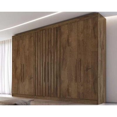 Guarda Roupa Casal Potente 6 Portas c/ 2 Ripados e 6 Gavetas Braúna - Europa