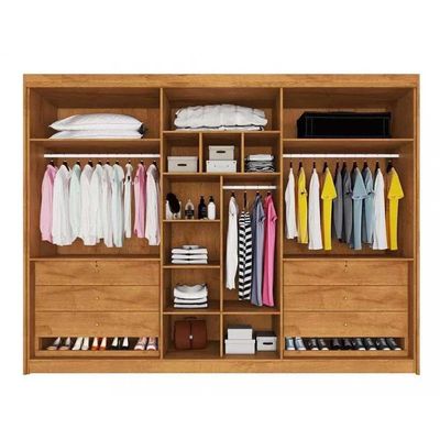 Guarda Roupa Casal Potente 6 Portas c/ 2 Ripados e 6 Gavetas Braúna - Europa