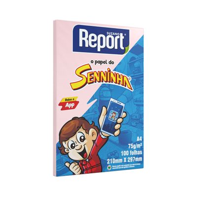 Papel Sulfite A4 Report Senninha Rosa com 100 Folhas 75g UNICA