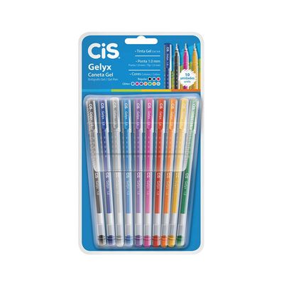 Caneta Gel Cis Gelyx Colors 1.0mm com 10 Unidades UNICA