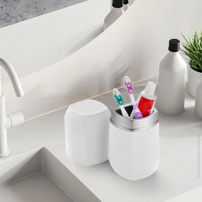 Porta Escova e Pasta de Dente Arthi com Tampa Branco UNICA