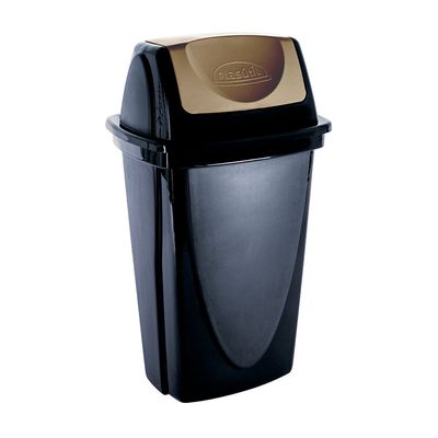 Lixeira de Plástico com Tampa Dourada Plasutil Ecoblack Preta 7,2l UNICA