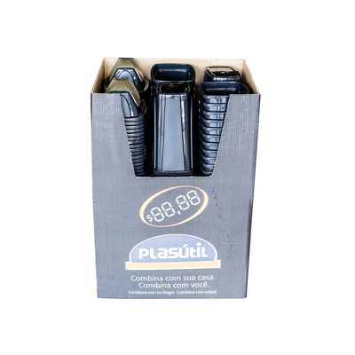Lixeira de Plástico com Tampa Dourada Plasutil Ecoblack Preta 7,2l UNICA