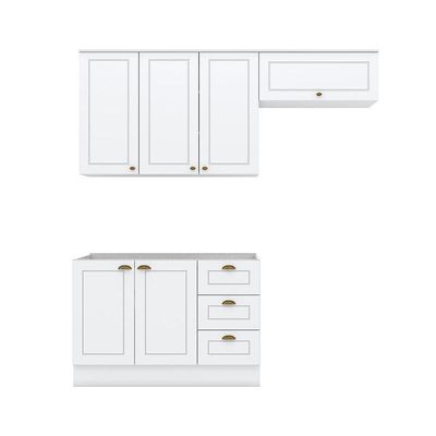 Cozinha Completa Americana (2 Aéreos, 1 Balcão) 3 Peças Branco - Henn