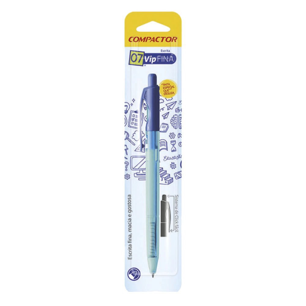 Caneta Esferográfica Compactor 07 Vip Fine 3 Cores