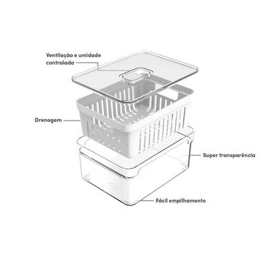 Organizador De Alimentos Para Geladeira Clear Fresh Com Cesto Ou 2,2l