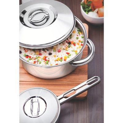 Jogo De Caçarola Solar 4 Peças + Cozi-vapore Solar Em Aço Inox Fundo Triplo Tramontina