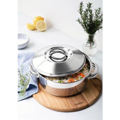 Jogo De Caçarola Solar 4 Peças + Cozi-vapore Solar Em Aço Inox Fundo Triplo Tramontina