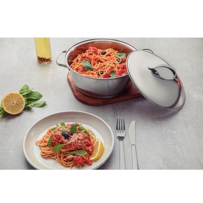Jogo De Panelas 4 Peças + Cozi-vapore Allegra Em Aço Inox Fundo Triplo Tramontina
